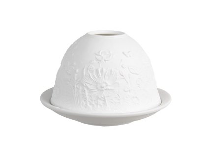 Porcelánový svícen na čajovou svíčku FLOWER Clayre & Eef 6CE1826 Ø 12x8 cm