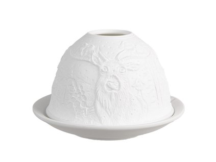 Porcelánový svícen na čajovou svíčku DEER Clayre & Eef 6CE1834 Ø 12x8 cm