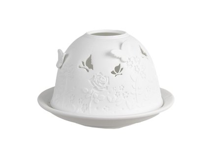 Porcelánový svícen na čajovou svíčku BUTTERFLIES Clayre & Eef 6CE1816 Ø 12x8 cm
