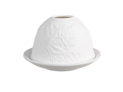 Porcelánový svícen na čajovou svíčku CAT Clayre & Eef 6CE1807 Ø 12x8 cm