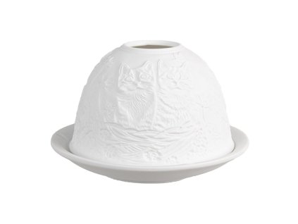 Porcelánový svícen na čajovou svíčku CAT Clayre & Eef 6CE1808 Ø 12x8 cm