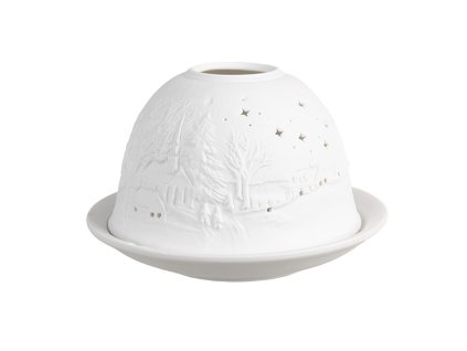 Porcelánový svícen na čajovou svíčku STARS Clayre & Eef 6CE1814 Ø 12x8 cm