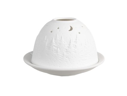 Porcelánový svícen na čajovou svíčku TREE Clayre & Eef 6CE1817 Ø 12x8 cm