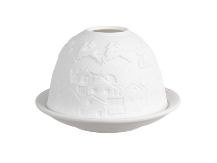Porcelánový svícen na čajovou svíčku CHRISTMAS Clayre & Eef 6CE1820 Ø 12x8 cm