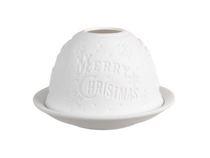 Porcelánový svícen na čajovou svíčku SANTA CLAUS Clayre & Eef 6CE1822 Ø 12x8 cm
