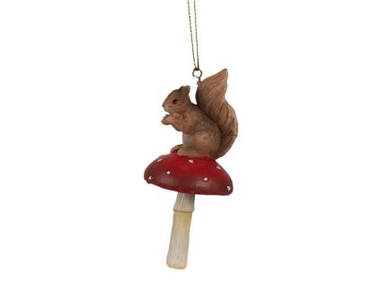 Dekorativní figurka veverky s houbou Clayre & Eef 6PR4233 4x4x9 cm