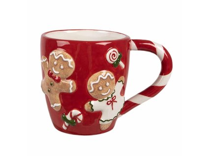 Keramický hrnek GINGERBREAD MEN Clayre & Eef 6CEMU0158 14x9x10 cm / 325 ml