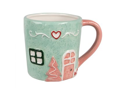 Keramický hrnek GINGERBREAD HOUSE Clayre & Eef 6CEMU0156 13x9x9 cm / 350 ml