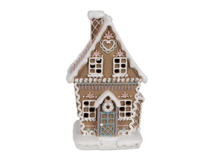Dekorativní perníková chaloupka s LED osvětlením Clayre & Eef 6PR4309 13x10x21 cm / 3xAAA