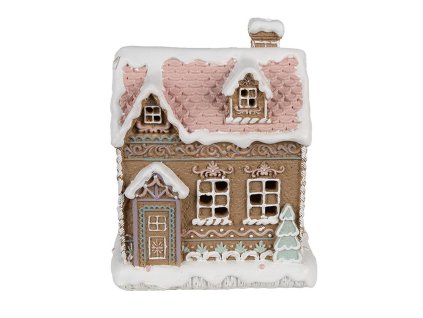 Dekorativní perníková chaloupka s LED osvětlením Clayre & Eef 6PR4317 13x10x16 cm / 3xAAA