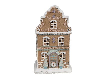 Dekorativní perníková chaloupka s LED osvětlením Clayre & Eef 6PR4318 12x9x20 cm / 3xAAA