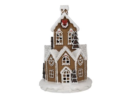 Dekorativní perníková chaloupka s LED osvětlením Clayre & Eef 6PR4307 LED Ø 21x33 cm / 3xAAA