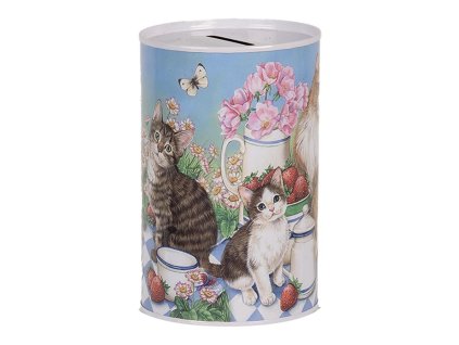 Plechová pokladnička CATS Clayre & Eef 6BL0167 Ø 8x13 cm
