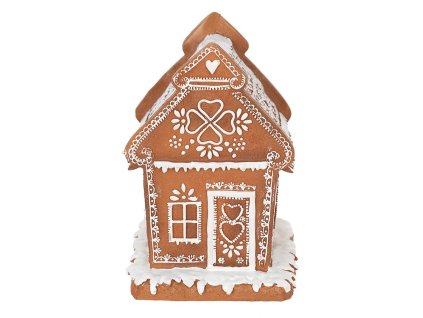 Dekorativní perníková chaloupka s LED osvětlením Clayre & Eef 6PR3975 15x12x17 cm/ 3xAAA