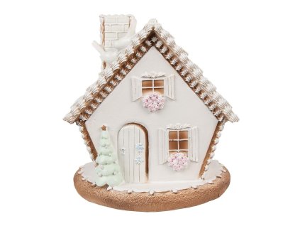 Dekorativní perníková chaloupka s LED osvětlením Clayre & Eef 6PR4349 17x16x17 cm / 3xAAA