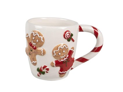 Keramický hrnek GINGERBREAD MEN Clayre & Eef 6CEMU0157 14x9x10 cm / 325 ml