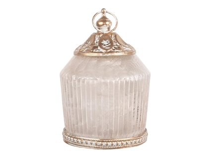 Skleněná lucerna s LED osvětlením Clayre & Eef 6GL5216 LED Ø 8x12 cm / 2xAAA