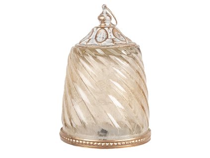 Skleněná lucerna s LED osvětlením Clayre & Eef 6GL5217 LED Ø 9x14 cm / 2xAAA