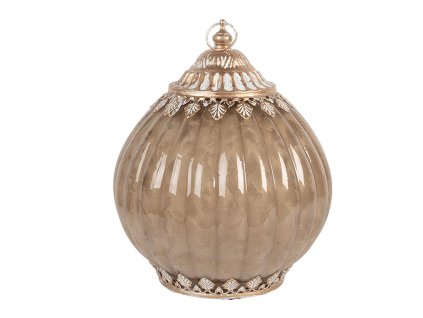 Skleněná lucerna s LED osvětlením Clayre & Eef 6GL5218 LED Ø 15x19 cm / 2xAAA