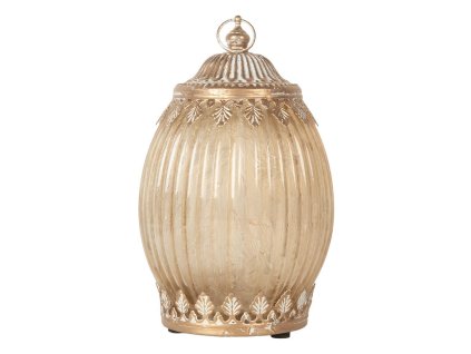 Skleněná lucerna s LED osvětlením Clayre & Eef 6GL5220 LED Ø 11x18 cm / 2xAAA