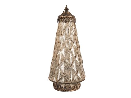 Skleněná lucerna s LED osvětlením Clayre & Eef 6GL5227 LED Ø 13x28 cm / 2xAAA