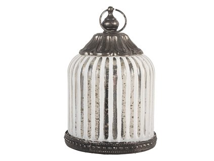 Skleněná lucerna s LED osvětlením Clayre & Eef 6GL5228 LED Ø 8x12 cm / 2xAAA
