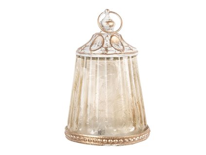 Skleněná lucerna s LED osvětlením Clayre & Eef 6GL5229 LED Ø 8x12 cm / 2xAAA