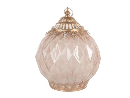 Skleněná lucerna s LED osvětlením Clayre & Eef 6GL5230 LED Ø 15x19 cm / 2xAAA
