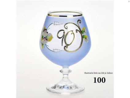 Ručně dekorovaná výroční novoborská číše 100 let, modrá - 400 ml