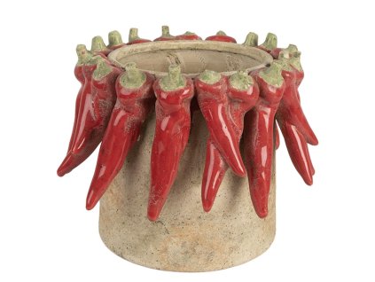Terakotový květináč HOT PEPPERS Clayre & Eef 6TE0579L Ø 21x17 cm