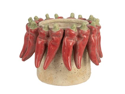 Terakotový květináč HOT PEPPERS Clayre & Eef 6TE0579M Ø 17x13 cm