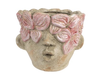 Terakotový květináč FRIENDLY KISS Clayre & Eef 6TE0583 Ø 18x15 cm