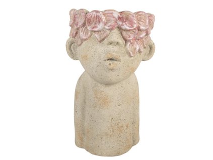 Terakotový květináč FRIENDLY KISS Clayre & Eef 6TE0584L 20x19x31 cm