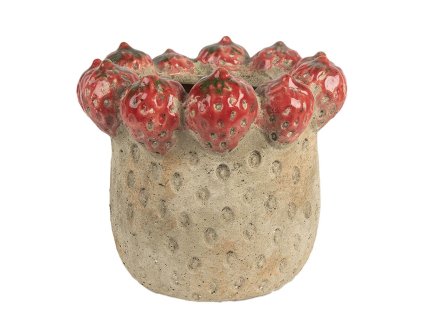 Terakotový květináč STRAWBERRIES Clayre & Eef 6TE0588L Ø 19x16 cm