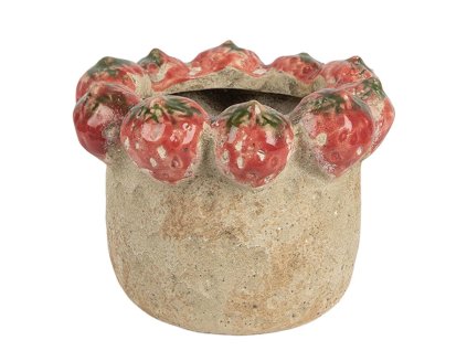 Terakotový květináč STRAWBERRIES Clayre & Eef 6TE0588M Ø 15x12 cm