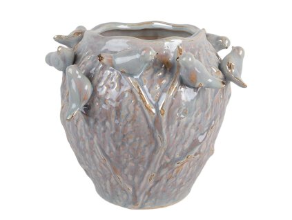 Terakotový květináč BIRDS Clayre & Eef 6TE0586 Ø 25x20 cm
