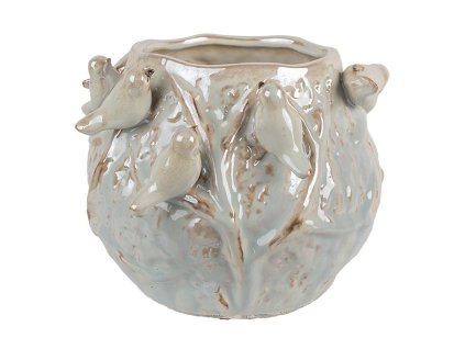 Terakotový květináč BIRDS Clayre & Eef 6TE0587 22x21x17 cm
