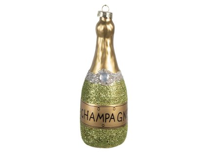 Skleněná vánoční ozdoba BOTTLE Clayre & Eef 6GL4345 Ø 5x14 cm