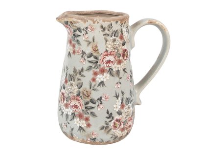 Dekorativní keramický džbánek FLOWERS Clayre & Eef 6CE1965M 16x12x18 cm