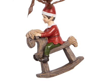 Dekorativní figurka chlapce na houpacím koníkovi Clayre & Eef 6PR5391 7x3x9 cm