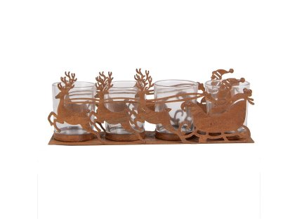 Svícen na čajové svíčky CHRISTMAS SLEIGH Clayre & Eef 6Y5937 25x8x8 cm
