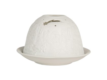 Porcelánový svícen na čajovou svíčku HOUSES Clayre & Eef 6CE2208 Ø 12x8 cm