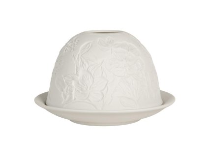 Porcelánový svícen na čajovou svíčku FLOWERS Clayre & Eef 6CE2209 Ø 12x8 cm