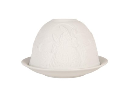 Porcelánový svícen na čajovou svíčku RABBIT Clayre & Eef 6CE2210 Ø 12x8 cm