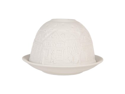 Porcelánový svícen na čajovou svíčku HOUSES Clayre & Eef 6CE2212 Ø 12x8 cm