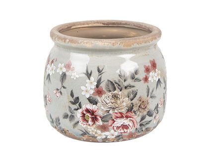 Keramický květináč FLOWERS Clayre & Eef 6CE1964S Ø 12x10 cm
