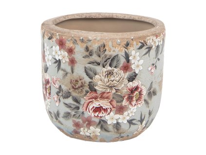 Keramický květináč FLOWERS Clayre & Eef 6CE1966M Ø 14x13 cm