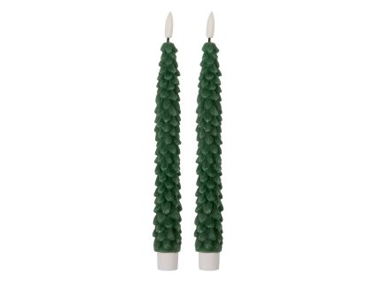 Sada dvou LED svíček GREEN Clayre & Eef 6CA0001DGR Ø 3x25 cm