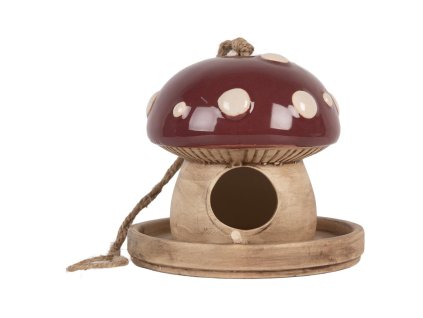 Dekorativní ptačí budka MUSHROOM Clayre & Eef 6CE2319 Ø 13x13 cm
