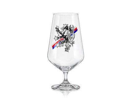 Sklenice na pivo Sandra 540 ml s pivním táckem CZECH IN! Lev